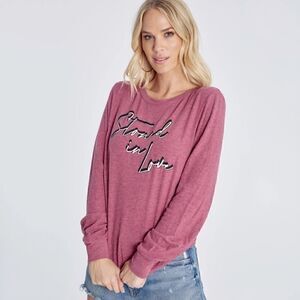Wildfox Stoned In Love Baggy Beach Jumper in Ruby
